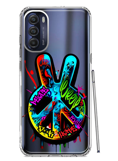 Motorola Moto G Stylus 4G 2022 Peace Graffiti Painting Art Hybrid Protective Phone Case Cover
