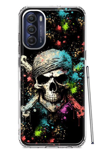 Motorola Moto G Stylus 4G 2022 Fantasy Paint Splash Pirate Skull Hybrid Protective Phone Case Cover