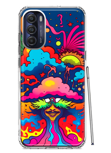 Motorola Moto G Stylus 4G 2022 Neon Rainbow Psychedelic Trippy Hippie Bomb Star Dream Hybrid Protective Phone Case Cover