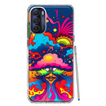 Motorola Moto G Stylus 4G 2022 Neon Rainbow Psychedelic Trippy Hippie Bomb Star Dream Hybrid Protective Phone Case Cover
