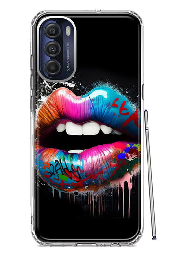Motorola Moto G Stylus 4G 2022 Colorful Lip Graffiti Painting Art Hybrid Protective Phone Case Cover