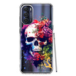 Motorola Moto G Stylus 5G 2022 Fantasy Skull Red Purple Roses Hybrid Protective Phone Case Cover