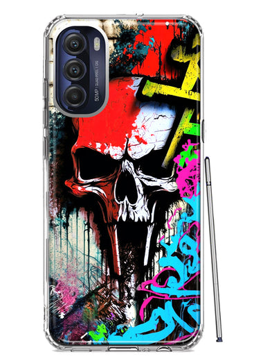 Motorola Moto G Stylus 4G 2022 Skull Face Graffiti Painting Art Hybrid Protective Phone Case Cover
