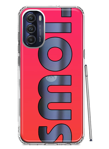 Motorola Moto G Stylus 4G 2022 Red Pink Clear Funny Text Quote Smol Hybrid Protective Phone Case Cover