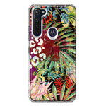 Motorola Moto G Stylus 2020 Leopard Tropical Flowers Vacation Dreams Hibiscus Floral Hybrid Protective Phone Case Cover