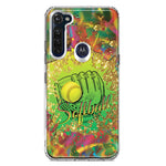 Motorola Moto G Stylus 2020 Love Softball Girls Glove Green Tie Dye Swirl Paint Hybrid Protective Phone Case Cover