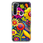 Motorola Moto G Stylus 2020 Colorful Yellow Pink Folk Style Floral Vibrant Spring Flowers Hybrid Protective Phone Case Cover