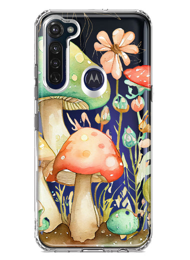 Motorola Moto G Stylus 2020 Fairytale Watercolor Mushrooms Pastel Spring Flowers Floral Hybrid Protective Phone Case Cover