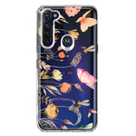 Motorola Moto G Stylus 2020 Peach Meadow Wildflowers Butterflies Bees Watercolor Floral Hybrid Protective Phone Case Cover