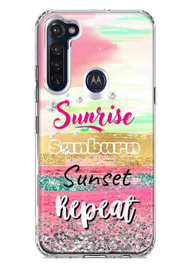 Motorola Moto G Stylus 2020 Summer Brush Strokes Sunrise Sunburn Sunset Repeat Hybrid Protective Phone Case Cover