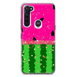 Motorola Moto G Stylus 2020 Summer Watermelon Sugar Vacation Tropical Fruit Pink Green Hybrid Protective Phone Case Cover