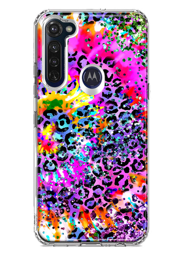 Motorola Moto G Stylus 2020 Vibrant Pink Purple Tie Dye Summer Leopard Swirl Rainbow Hybrid Protective Phone Case Cover