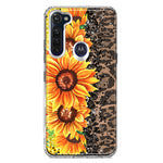 Motorola Moto G Stylus 2020 Yellow Summer Sunflowers Brown Leopard Honeycomb Hybrid Protective Phone Case Cover