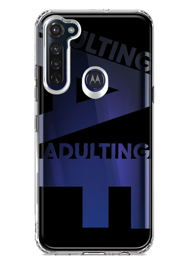 Motorola Moto G Stylus 2020 Black Clear Funny Text Quote Adulting AF Hybrid Protective Phone Case Cover