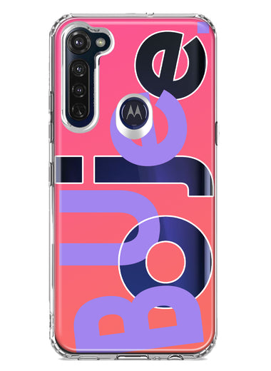 Motorola Moto G Stylus 2020 Pink Purple Clear Funny Text Quote Boujee Hybrid Protective Phone Case Cover