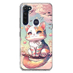 Motorola Moto G Stylus 2020 Kawaii Manga Pink Cherry Blossom Cute Cat Hybrid Protective Phone Case Cover