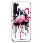 Motorola Moto G Stylus 2020 Pink Flamingo Painting Graffiti Hybrid Protective Phone Case Cover