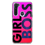 Motorola Moto G Stylus 2020 Pink Clear Funny Text Quote Girl Boss Hybrid Protective Phone Case Cover