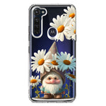 Motorola Moto G Stylus 2020 Cute Gnome White Daisy Flowers Floral Hybrid Protective Phone Case Cover