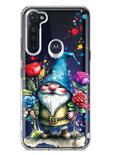 Motorola Moto G Stylus 2020 Gnome Red Purple Blue Roses Garden Hybrid Protective Phone Case Cover