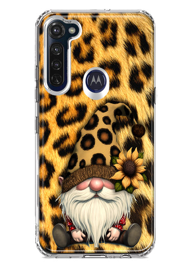 Motorola Moto G Stylus 2020 Gnome Sunflower Leopard Hybrid Protective Phone Case Cover