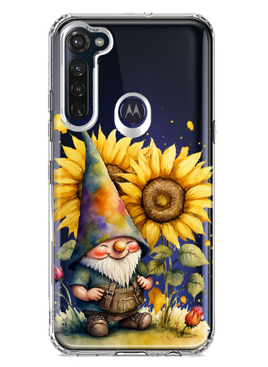 Motorola Moto G Stylus 2020 Cute Gnome Sunflowers Clear Hybrid Protective Phone Case Cover