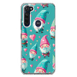 Motorola Moto G Stylus 2020 Turquoise Pink Hearts Gnomes Hybrid Protective Phone Case Cover