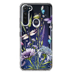 Motorola Moto G Stylus 2020 Lavender Dragonfly Butterflies Spring Flowers Hybrid Protective Phone Case Cover