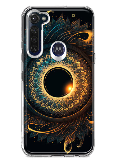 Motorola Moto G Stylus 2020 Mandala Geometry Abstract Eclipse Pattern Hybrid Protective Phone Case Cover