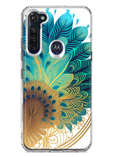 Motorola Moto G Stylus 2020 Mandala Geometry Abstract Peacock Feather Pattern Hybrid Protective Phone Case Cover