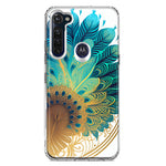 Motorola Moto G Stylus 2020 Mandala Geometry Abstract Peacock Feather Pattern Hybrid Protective Phone Case Cover