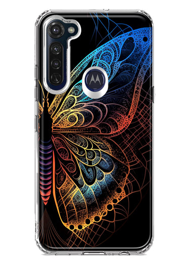 Motorola Moto G Stylus 2020 Mandala Geometry Abstract Butterfly Pattern Hybrid Protective Phone Case Cover