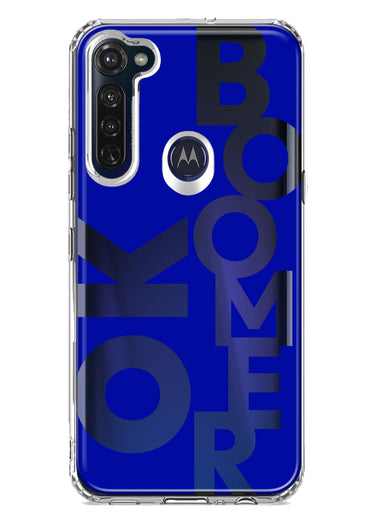 Motorola Moto G Stylus 2020 Blue Clear Funny Text Quote Ok Boomer Hybrid Protective Phone Case Cover