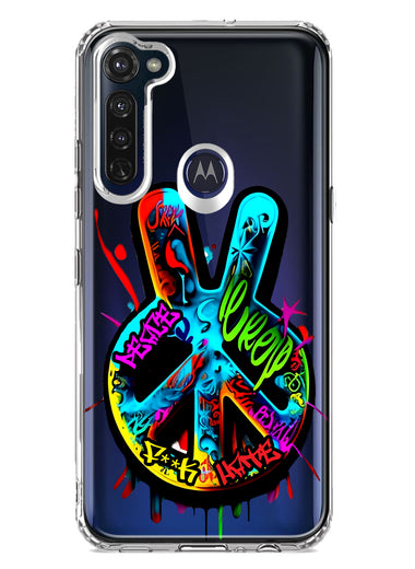 Motorola Moto G Stylus 2020 Peace Graffiti Painting Art Hybrid Protective Phone Case Cover