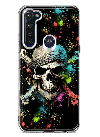 Motorola Moto G Stylus 2020 Fantasy Paint Splash Pirate Skull Hybrid Protective Phone Case Cover