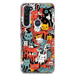 Motorola Moto G Stylus 2020 Psychedelic Cute Cats Friends Pop Art Hybrid Protective Phone Case Cover