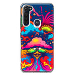 Motorola Moto G Stylus 2020 Neon Rainbow Psychedelic Trippy Hippie Bomb Star Dream Hybrid Protective Phone Case Cover