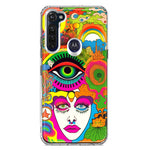 Motorola Moto G Stylus 2020 Neon Rainbow Psychedelic Trippy Hippie DaydreamHybrid Protective Phone Case Cover