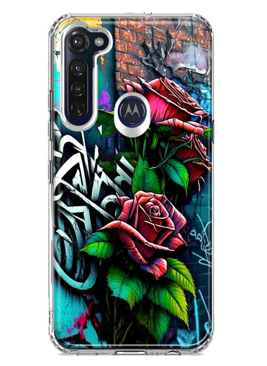 Motorola Moto G Stylus 2020 Red Roses Graffiti Painting Art Hybrid Protective Phone Case Cover