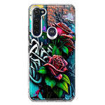 Motorola Moto G Stylus 2020 Red Roses Graffiti Painting Art Hybrid Protective Phone Case Cover