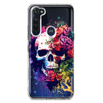 Motorola Moto G Stylus 2020 Fantasy Skull Red Purple Roses Hybrid Protective Phone Case Cover