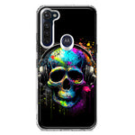 Motorola Moto G Stylus 2020 Fantasy Skull Headphone Colorful Pop Art Hybrid Protective Phone Case Cover