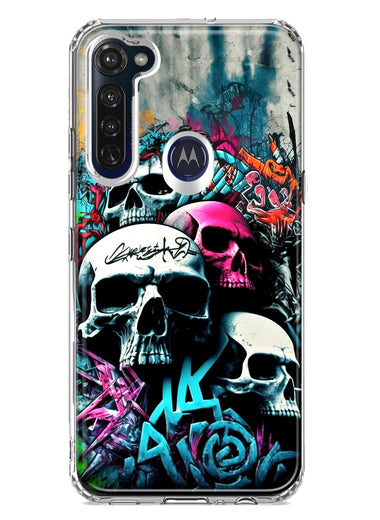 Motorola Moto G Stylus 2020 Skulls Graffiti Painting Art Hybrid Protective Phone Case Cover
