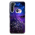 Motorola Moto G Stylus 2020 Spring Moon Night Lavender Flowers Floral Hybrid Protective Phone Case Cover