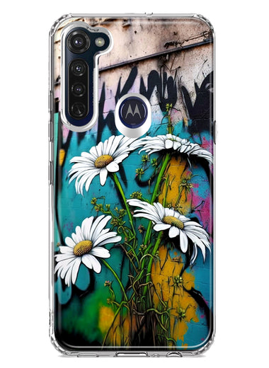 Motorola Moto G Stylus 2020 White Daisies Graffiti Wall Art Painting Hybrid Protective Phone Case Cover