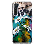 Motorola Moto G Stylus 2020 White Daisies Graffiti Wall Art Painting Hybrid Protective Phone Case Cover