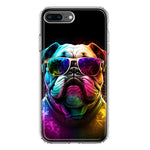 Apple iPhone 7/8 Plus Neon Rainbow Glow Bulldog Hybrid Protective Phone Case Cover