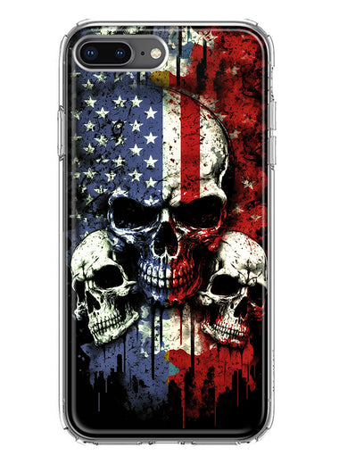 Apple iPhone 7/8 Plus American USA Flag Skulls Blue Red Double Layer Phone Case Cover