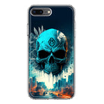 Apple iPhone 7/8 Plus Blue Apocalypse Cyberpunk Skull Feather Double Layer Phone Case Cover