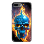 Apple iPhone 7/8 Plus Blue Flaming Skull Burning Fire Double Layer Phone Case Cover